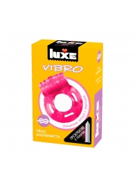 Розовое эрекционное виброкольцо Luxe VIBRO  Ужас Альпиниста  + презерватив - Luxe - в Красноярске купить с доставкой