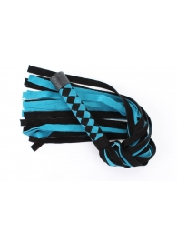 Черно-голубая замшевая плеть с ромбами на ручке - 58 см. - БДСМ Арсенал - купить с доставкой в Красноярске