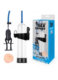 Прозрачная вакуумная вибропомпа Sex Expert с насадкой-вагиной - Sex Expert - в Красноярске купить с доставкой