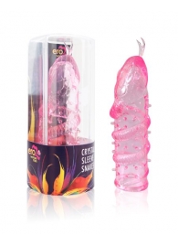 Закрытая рельефная насадка Crystal sleeve snakes в виде змеи с усиками - 14 см. - Erowoman-Eroman - в Красноярске купить с доставкой