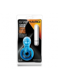 Голубое эрекционное виброкольцо 10 Function Vibrating Tongue Ring - Blush Novelties - в Красноярске купить с доставкой