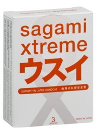 Ультратонкие презервативы Sagami Xtreme SUPERTHIN - 3 шт. - Sagami - купить с доставкой в Красноярске