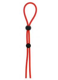Красное лассо на пенис с двумя бусинами STRETCHY LASSO CAGE - Dream Toys - в Красноярске купить с доставкой