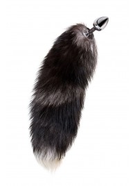 Серебристая металлическая анальная втулка с хвостом чернобурой лисы - размер S - ToyFa - купить с доставкой в Красноярске