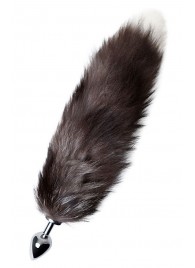 Серебристая металлическая анальная втулка с хвостом чернобурой лисы - размер S - ToyFa - купить с доставкой в Красноярске