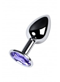 Серебристая конусовидная анальная пробка с фиолетовым кристаллом - 7 см. - ToyFa - купить с доставкой в Красноярске