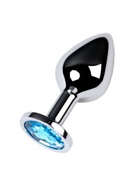 Серебристая конусовидная анальная пробка с голубым кристаллом - 8 см. - ToyFa - купить с доставкой в Красноярске