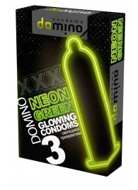 Презервативы DOMINO Neon Green со светящимся в темноте кончиком - 3 шт. - Domino - купить с доставкой в Красноярске