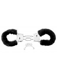 Меховые чёрные наручники Beginner s Furry Cuffs - Pipedream - купить с доставкой в Красноярске