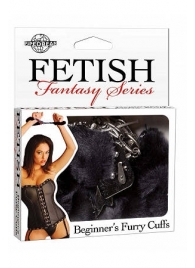 Меховые чёрные наручники Beginner s Furry Cuffs - Pipedream - купить с доставкой в Красноярске