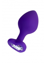 Фиолетовая анальная втулка Diamond Heart с прозрачным кристаллом - 8 см. - ToyFa - купить с доставкой в Красноярске Фиолетовая анальная втулка Diamond Heart с прозрачным кристаллом - 8 см. - ToyFa - купить с доставкой в Красноярске