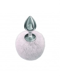 Серебристая анальная пробка с белым пушистым хвостиком Twinkle - Lola Games - купить с доставкой в Красноярске