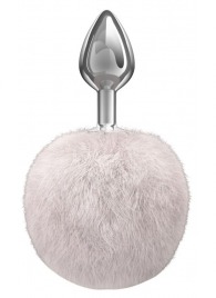 Серебристая анальная пробка с белым пушистым хвостиком Twinkle - Lola Games - купить с доставкой в Красноярске