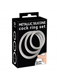 Набор из 3 эрекционных колец под металл Metallic Silicone Cock Ring Set - Orion - в Красноярске купить с доставкой