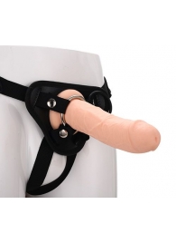 Черные трусики с телесной насадкой STRAP ON REAL DILDO - 21 см. - Dream Toys - купить с доставкой в Красноярске