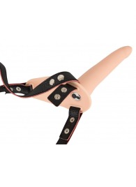 Телесный поясной страпон с вибрацией Vibrating Strap-On - 15,7 см. - Orion - купить с доставкой в Красноярске