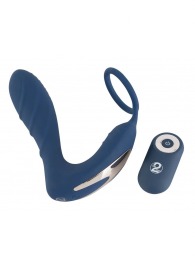 Синий вибростимулятор простаты с кольцом - 14,5 см. - Orion - в Красноярске купить с доставкой