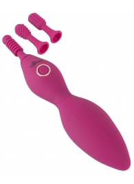 Ярко-розовый клиторальный вибратор с 3 насадками Spot Vibrator with 3 Tips - 17,9 см. - Orion