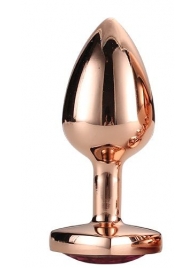 Золотистая анальная втулка с кристаллом-сердечком розового цвета - 7,1 см. - Dream Toys - купить с доставкой в Красноярске