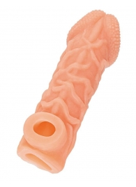 Телесная закрытая насадка с венками Cock Sleeve Size S - 13,8 см. - KOKOS - в Красноярске купить с доставкой