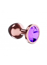 Пробка цвета розового золота с фиолетовым кристаллом Diamond Amethyst Shine S - 7,2 см. - Lola Games - купить с доставкой в Красноярске