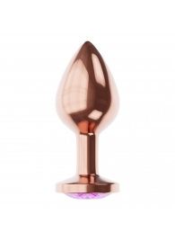 Пробка цвета розового золота с фиолетовым кристаллом Diamond Amethyst Shine S - 7,2 см. - Lola Games - купить с доставкой в Красноярске