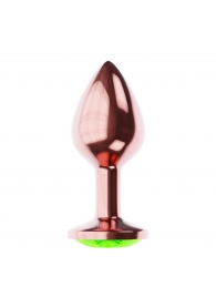 Пробка цвета розового золота с лаймовым кристаллом Diamond Emerald Shine S - 7,2 см. - Lola Games - купить с доставкой в Красноярске