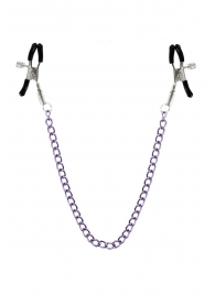 Зажимы для сосков с фиолетовой цепочкой Sweet Caress Nipple Chain - Sweet Caress - купить с доставкой в Красноярске