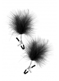 Зажимы на соски с черными пуховыми кисточками Sweet Caress Feather Nipple Clumps - Sweet Caress - купить с доставкой в Красноярске