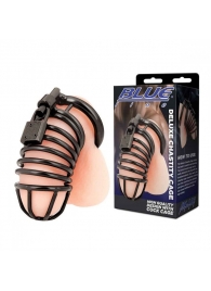 Черная металлическая клетка с замком Deluxe Chastity Cage - BlueLine - купить с доставкой в Красноярске