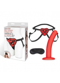 Красный поясной фаллоимитатор Red Heart Strap on Harness   5in Dildo Set - 12,25 см. - Lux Fetish - купить с доставкой в Красноярске