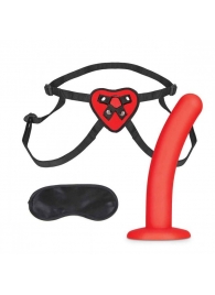 Красный поясной фаллоимитатор Red Heart Strap on Harness   5in Dildo Set - 12,25 см. - Lux Fetish - купить с доставкой в Красноярске