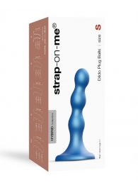 Голубая насадка Strap-On-Me Dildo Plug Balls size S - Strap-on-me - купить с доставкой в Красноярске
