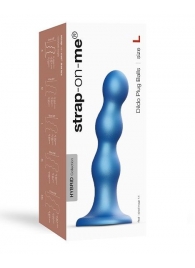 Голубая насадка Strap-On-Me Dildo Plug Balls size L - Strap-on-me - купить с доставкой в Красноярске