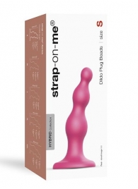 Розовая насадка Strap-On-Me Dildo Plug Beads size S - Strap-on-me - купить с доставкой в Красноярске