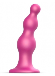 Розовая насадка Strap-On-Me Dildo Plug Beads size S - Strap-on-me - купить с доставкой в Красноярске