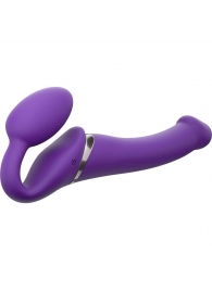 Фиолетовый безремневой вибрострапон Vibrating Bendable Strap-On - size L - Strap-on-me - купить с доставкой в Красноярске