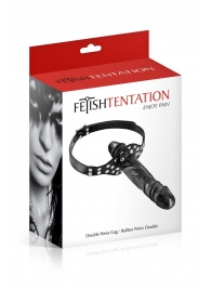 Черный кляп-фаллоимитатор Double Penis Gag - Fetish Tentation - купить с доставкой в Красноярске