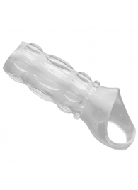 Насадка на пенис с кольцом для мошонки Clear Sensations Enhancer Sex Sleeve - 11,5 см. - XR Brands - в Красноярске купить с доставкой