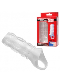 Насадка на пенис с кольцом для мошонки Clear Sensations Enhancer Sex Sleeve - 11,5 см. - XR Brands - в Красноярске купить с доставкой
