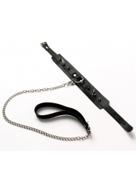 Черный ошейник с шипами и поводком - Crazy Handmade - купить с доставкой в Красноярске