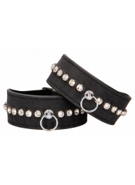 Черные наручники Diamond Studded Wrist Cuffs - Shots Media BV - купить с доставкой в Красноярске