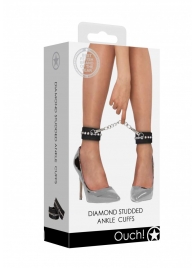 Черные поножи Diamond Studded Ankle Cuffs - Shots Media BV - купить с доставкой в Красноярске