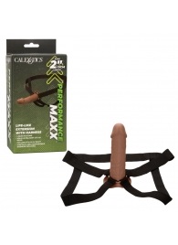 Коричневый фаллопротез Life-Like Extension with Harness - 17,75 см. - California Exotic Novelties - купить с доставкой в Красноярске