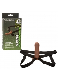 Коричневый фаллопротез из силикона Extension with Harness - 15,75 см. - California Exotic Novelties - купить с доставкой в Красноярске