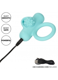 Аквамариновое эрекционное виброкольцо Silicone Rechargeable Nubby Lover’s Delight - California Exotic Novelties - в Красноярске купить с доставкой