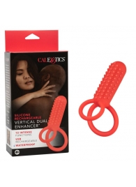 Красное эрекционное кольцо Silicone Rechargeable Vertical Dual Enhancer - California Exotic Novelties - в Красноярске купить с доставкой