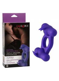 Фиолетовое эрекционное виброкольцо с двумя моторами Silicone Rechargeable Triple Orgasm Enhancer - California Exotic Novelties - в Красноярске купить с доставкой