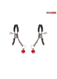 Серебристые зажимы на соски с шариками - Notabu - купить с доставкой в Красноярске