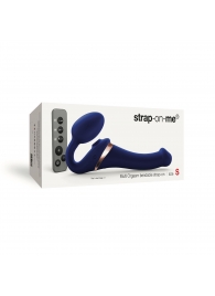 Синий безремневой страпон Multi Orgasm Size S с клиторальной стимуляцией - Strap-on-me - купить с доставкой в Красноярске